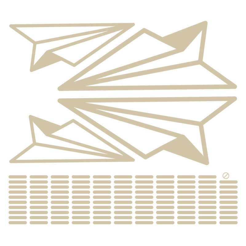 Adhésif décoratif papier avion, Beige, H 30 po x l 33 po x P 0,01 po