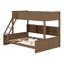 Lit superposé en bois de pin avec armoires de rangement, tablettes, échelle, garde-corps et station de charge-119926326-119926325