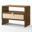 Ensemble de chambre à coucher 4 pièces en tissu beige moderne + toile de jute + noyer Emilio-866372337