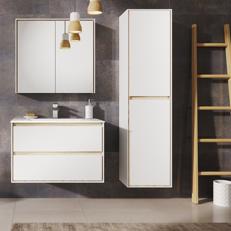 Wicker Linen Cabinet, White