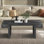 Table basse vintage en bois industriel avec tablettes à double couche, peu encombrante Assemblage facile pour le salon