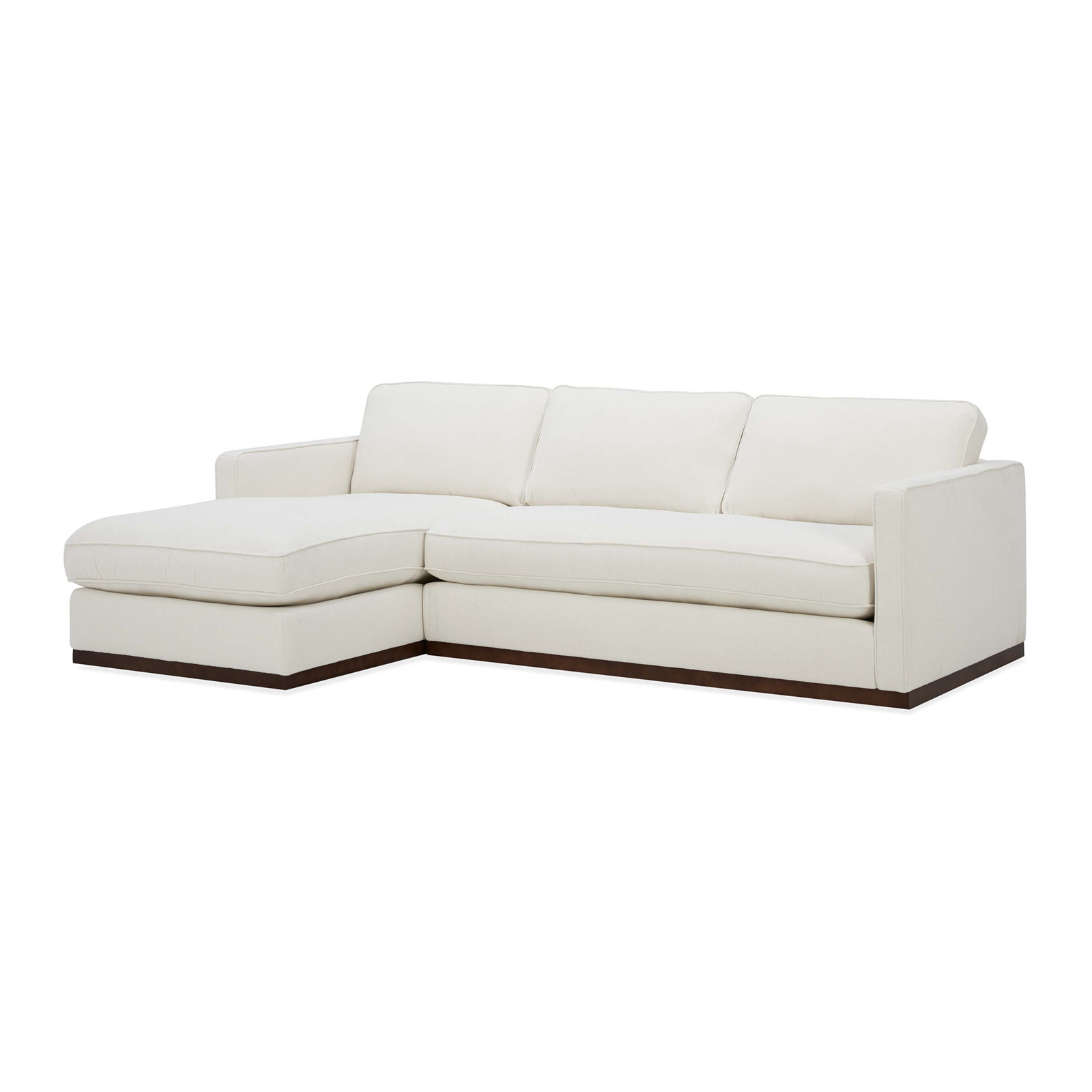 Bobbi Upholstered Chaise L-Sectional, Flannigan Cotton White Performance Weave, Left Hand Facing