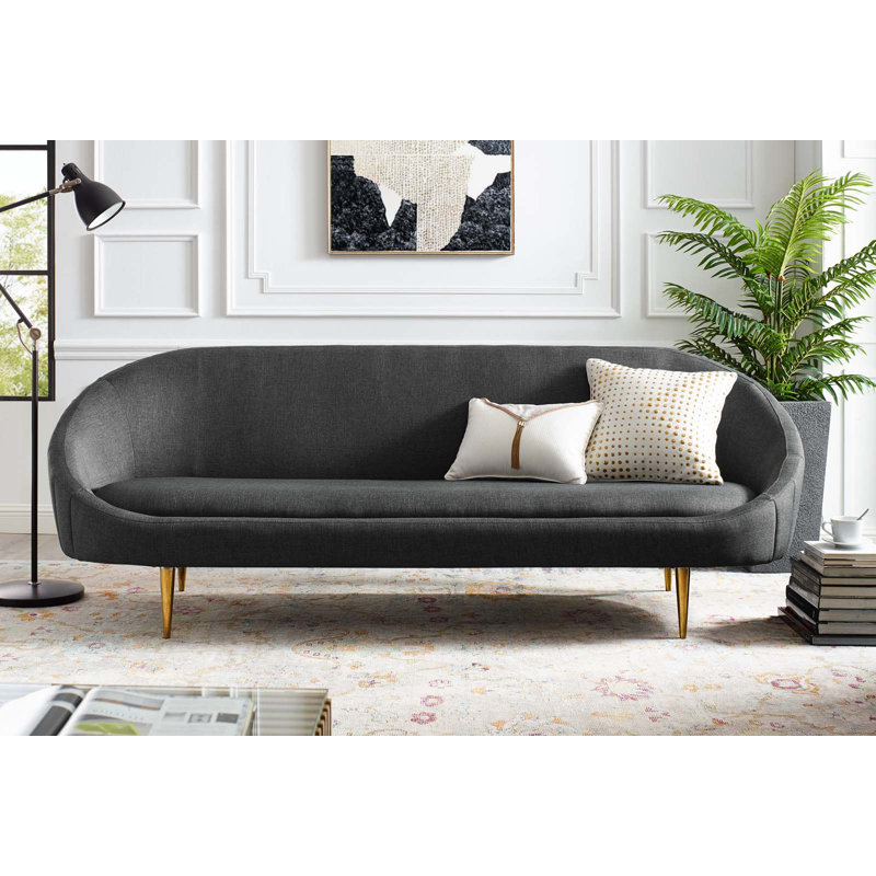 Modway Silver Orchid Perez Vertical-curve Back Sofa, Gray Polyester