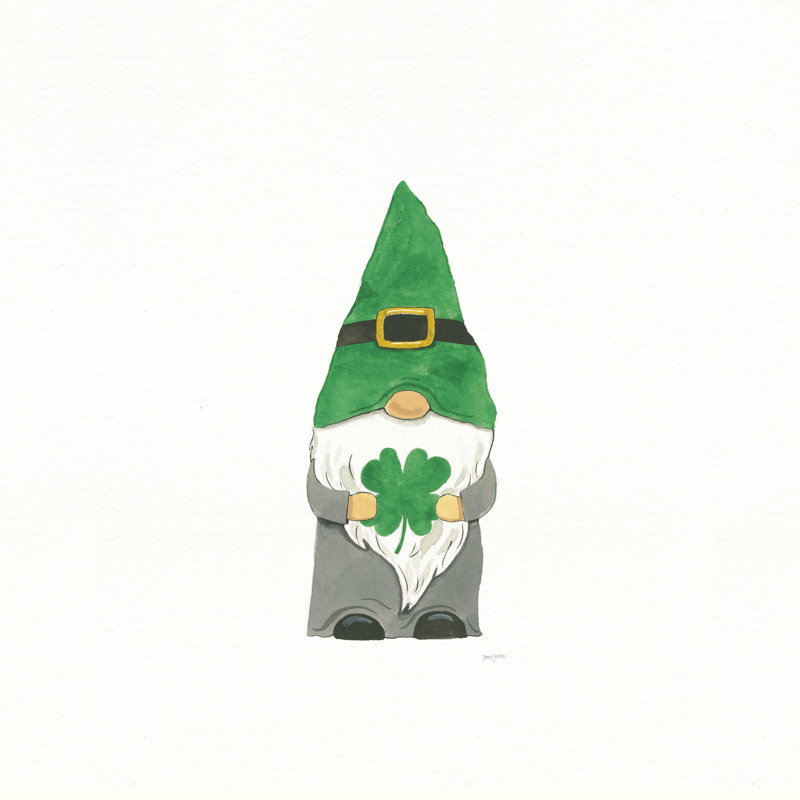 Gnomes de la Saint-Patrick II - peinture sur toile tendue, H 20 po x l 20 po, Non, Cadre simple blanc