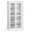 Armoire de cuisine 63 po, armoire de rangement autoportante, vitrine avec 2 portes en verre et 2 tablettes réglables pour la salle à manger, blanc