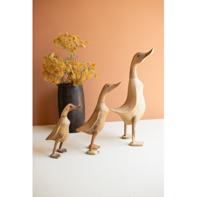  2xSet of 3 Hand-Carved Bamboo Duck Figurines - 18"H