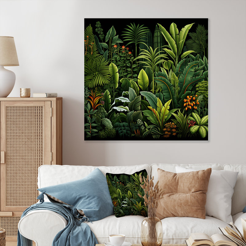 Rainforest Jungle Plants Landscape 3 - Art mural en métal Jungle, H 36 po x l 36 po