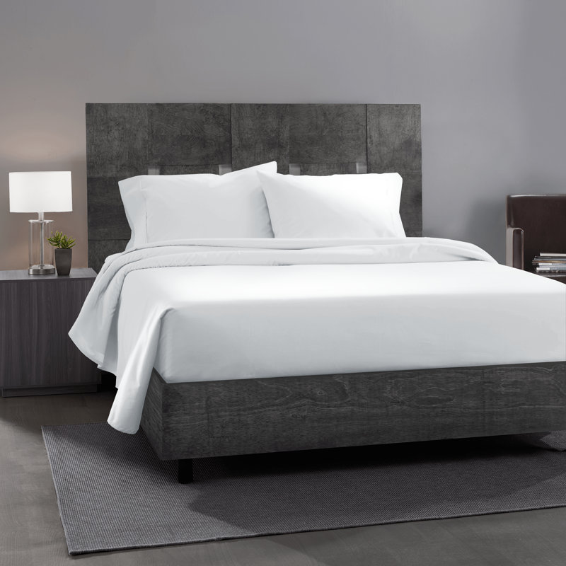 Sateen Solid Colour Sheet Set, Queen Sheet Set + 1 Fitted Sheet + 2 Pillowcases, White