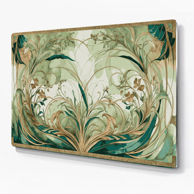 Botanical Art Nouveau Botanical Motifs Brown Metal Wall Art