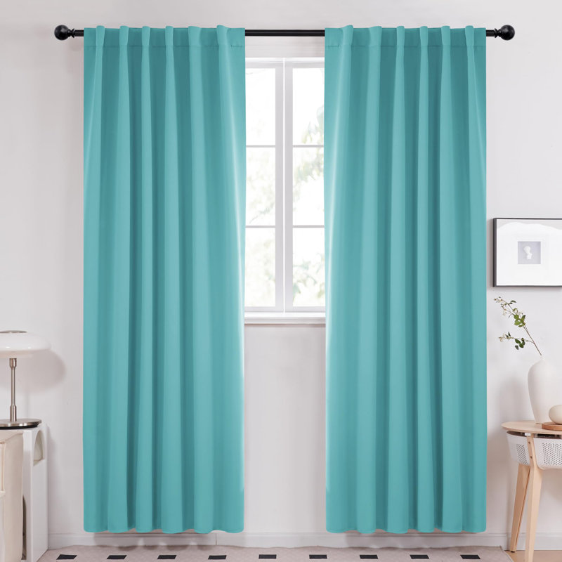 Cherlin Room Darkening Curtain Pair, 52" W x 63" L, Teal