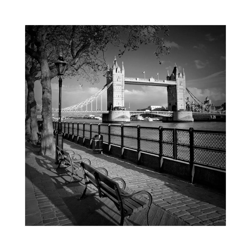 London Thames Riverside & Tower Bridge by Melanie Viola - Wrapped Canvas Print, 45.72 cm H x 45.72 cm W x 1.91 cm D