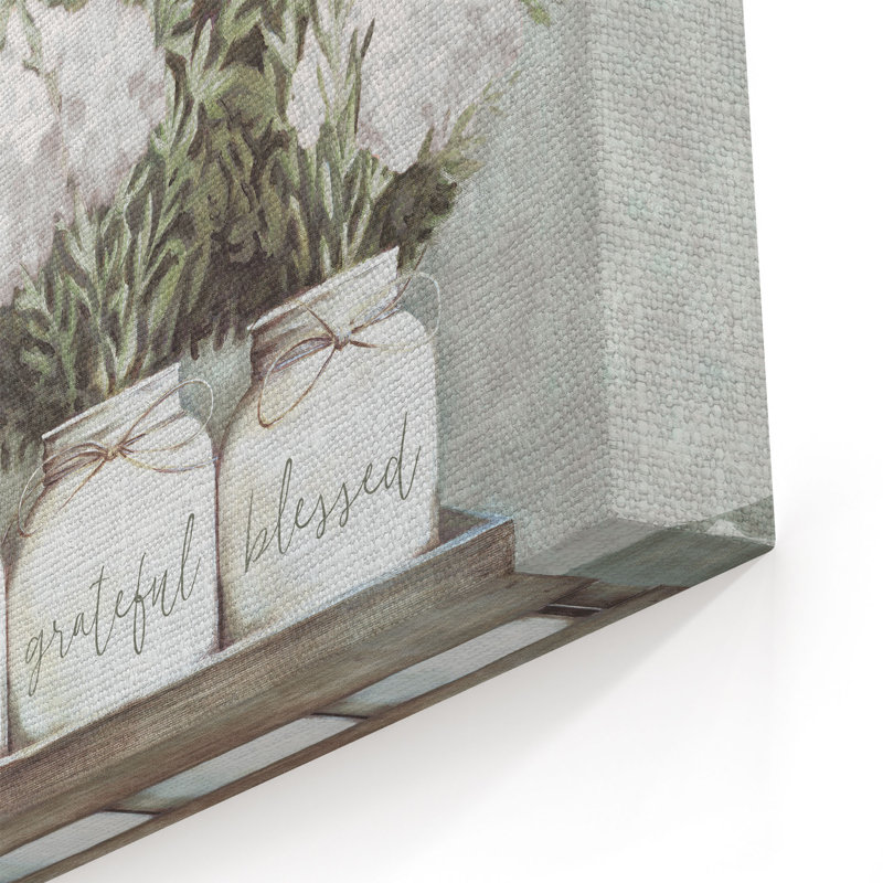 «White Flower Jars» par Portfolio Dogwood, Modern Farmhouse Hydrangeas, reproduction d'art sur toile encadrée, Toile tendue