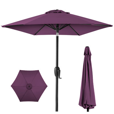 Keven 7.5ft Heavy-Duty Outdoor Market Patio Umbrella w/ Push Button Tilt, Easy Crank