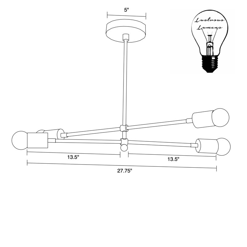 Spaeth 4 - Light Dimmable Sputnik Chandelier, Raw Brass