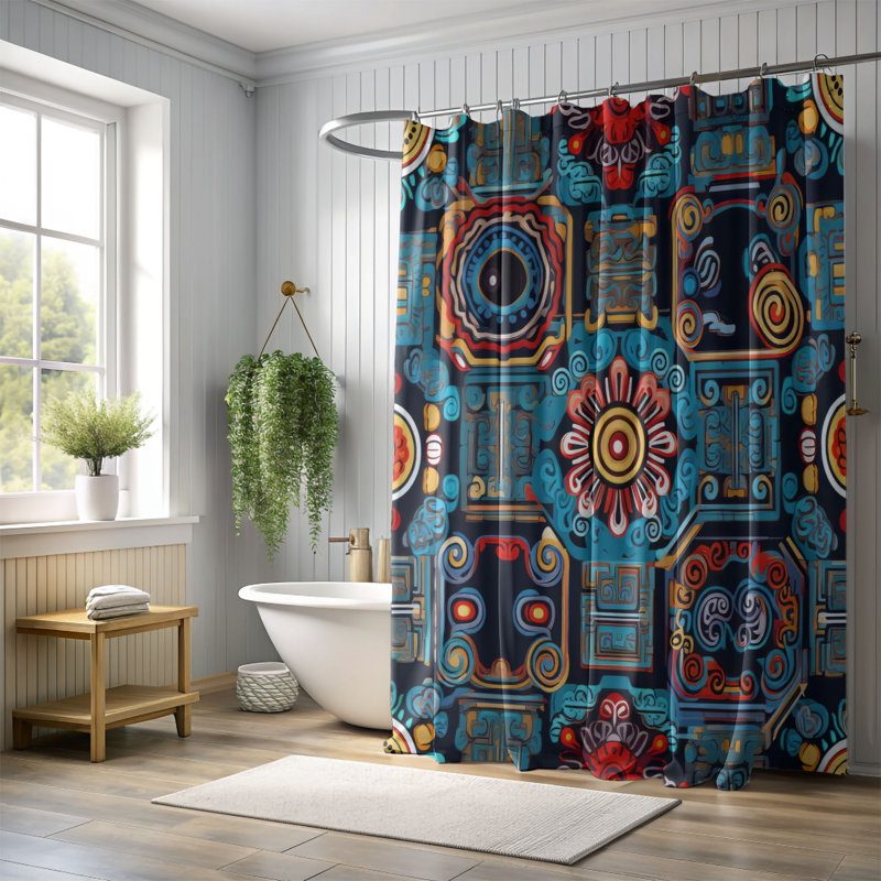 Native Textiles - Rideau de douche Premium, H 74 po x l 71 po
