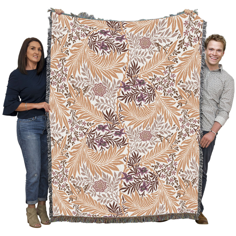 Couverture Pure Beach Weavers William Morris Larkspur Beach - Artisanat d'art - Jeté en coton tissé à la main - fabriqué aux États-Unis (72 x 54)