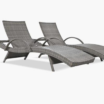 Ensemble de chaises longues d'extérieur en osier de 80 po, ensemble de 2 chaises de patio inclinables en rotin avec dossier inclinable et dossier ajustable