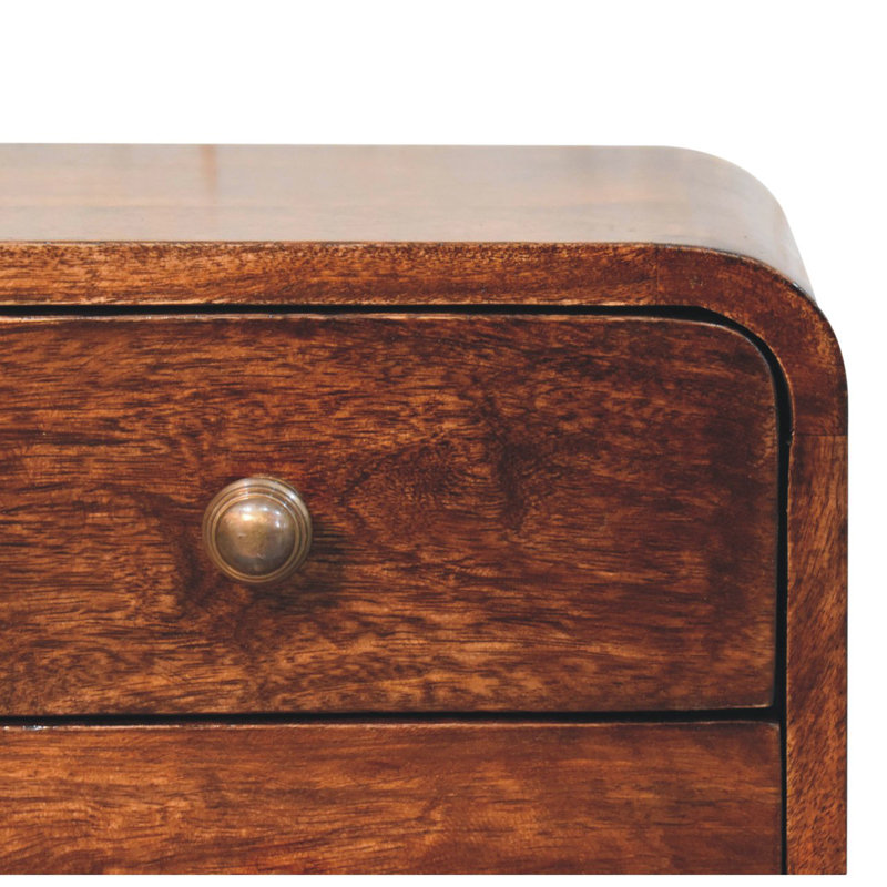 Solid Wood Mini Curved Wall-Mounted Bedside, 2-Drawers
