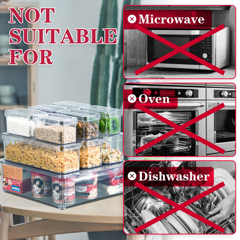 Fridge Organizer, Stackable Refrigerator Bins With Lids, BPA-Free Produce Fruit Storage Containers,(Clear/10 Pack)