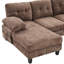 Chenille brune en forme de U avec deux chaises longues, des poches de rangement et des coussins pour les accoudoirs pour une atmosphère confortable. Tissu en chenille de 103,5 po avec coussins-1175494896