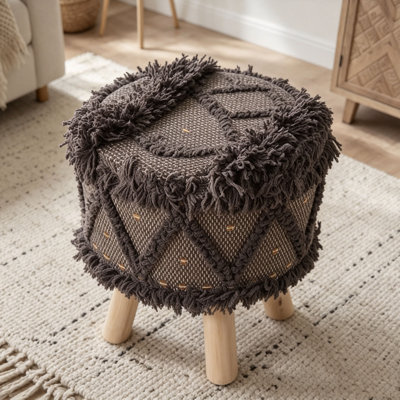 Repose-pieds en laine et coton Boho