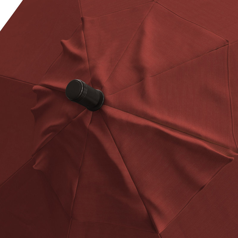 Parasol de patio 11 'en bronze avec inclinaison automatique et manivelle en Sunbrella rouge jockey, Rouge jockey, Sunbrella®