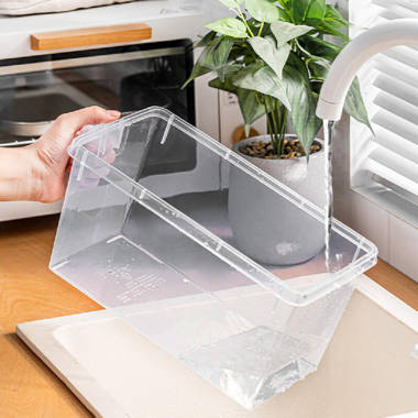 Set of 6 Clear Plastic Totes with Grey Latching Lids - 72 Quart Storage  Solution - AliExpress