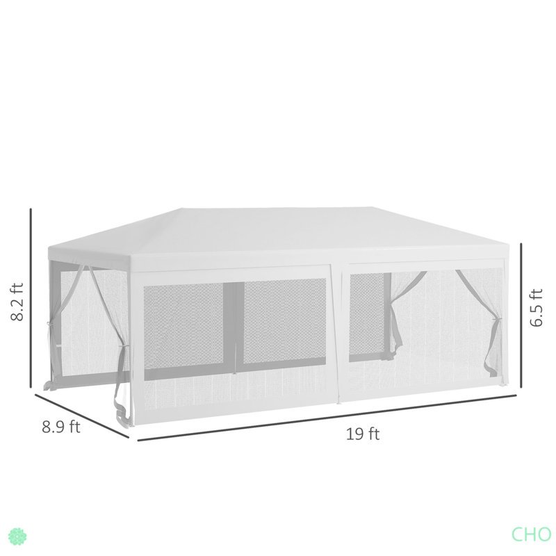 Party Tent, Outdoor Wedding Canopy & Gazebo With 6 Removable Sidewalls, Shade Shelter For Events, Bbqs, White