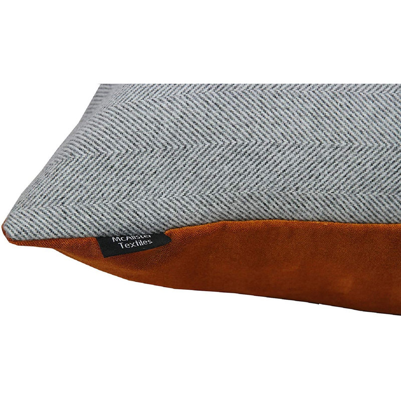 Square Floor Cushion, Grey/Orange