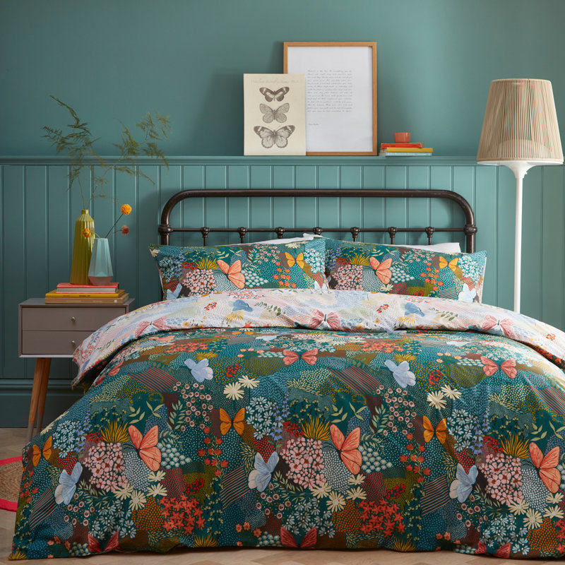 Cotton Blend Floral Duvet Cover Set with Pillowcases, Single - 1 Standard Pillowcase