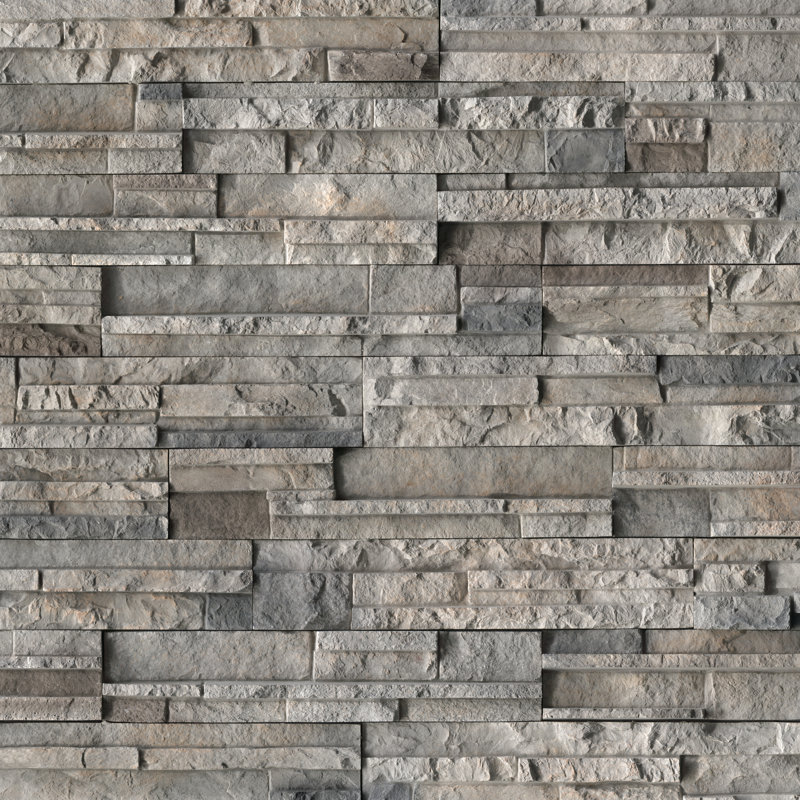 Terraforma Manufactured Stacked Stone Panel Wall Tile Assorted Sizes (15 Pieces, 5.4 sq. ft. per Box), Brisbane Umber