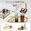 Plateaux décoratifs dorés en acier inoxydable, ensemble de plateaux de coiffeuse ovales pour la salle de bain, bijoux, parfums et accessoires