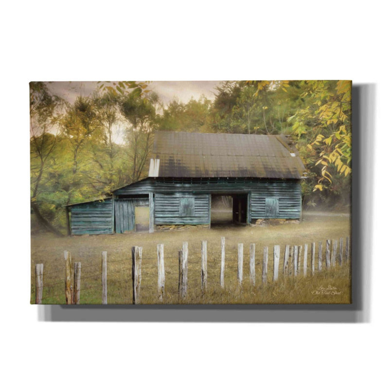 «Old Teal Shed» par Lori Deiter, art mural sur toile, H 18 po x l 26 po x P 0,75 po
