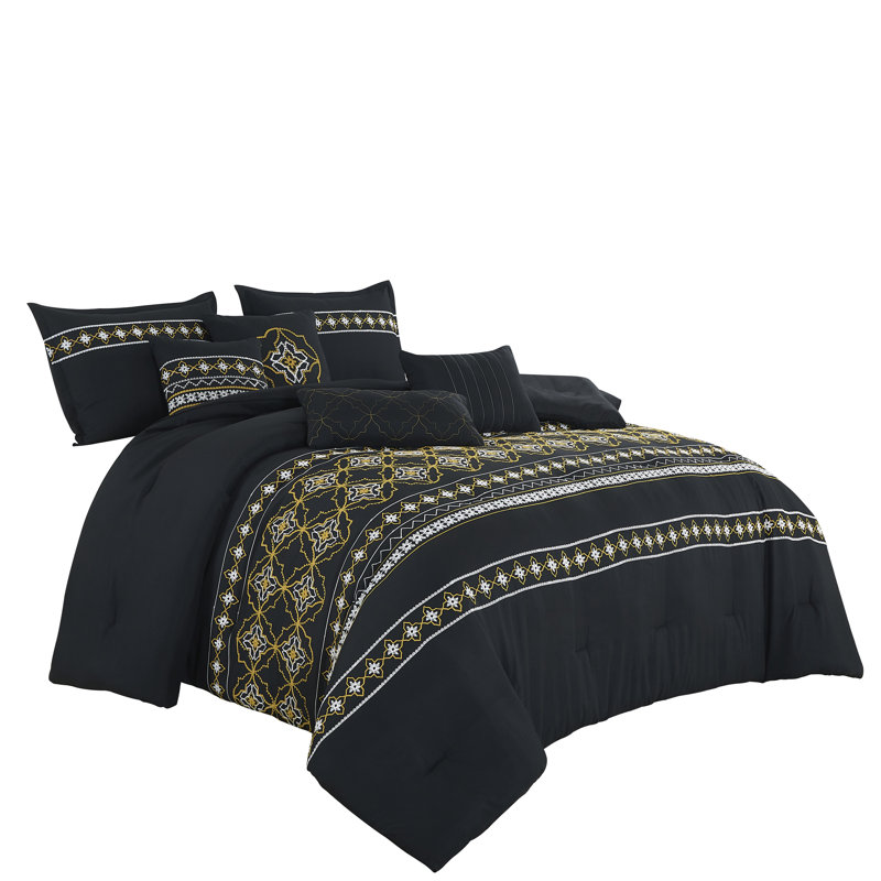Tzilla Geometric Shapes Comforter, Queen Comforter + 6 Additional Pieces