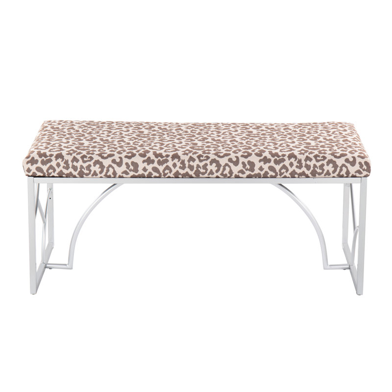 Banc rembourré Zeveren, Argent / léopard beige