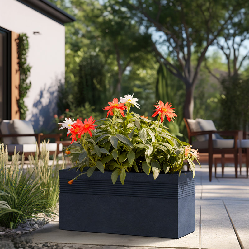Boîte à fleurs en ciment Jaacov, Gris granite