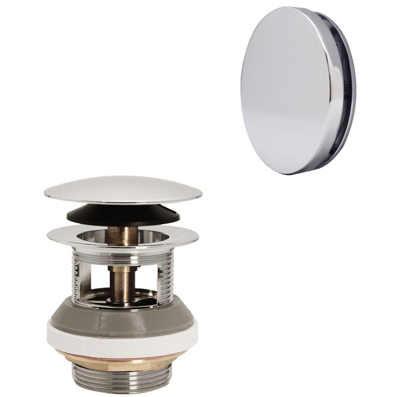 1-1/2" Tip-Toe Bathtub Drain with No-Hole Overflow use for Integrated Overflow Channels, Polished Nickel