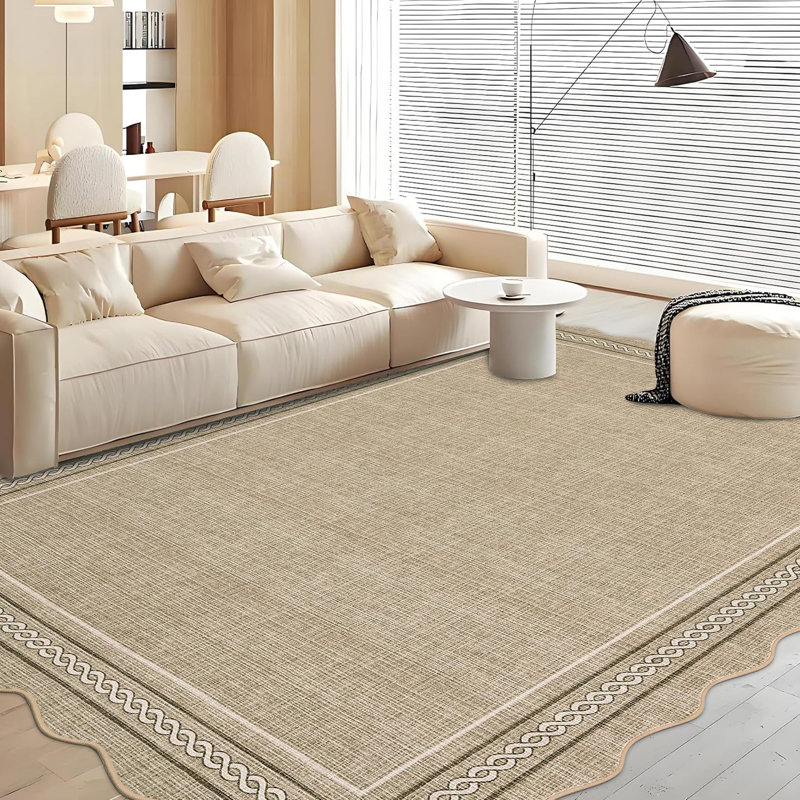 Geometric Machine Printed Area Rug, Rectangle 120 x 170 cm, Tan