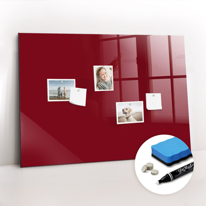 Magnetic Glass Dry Erase Board, Burgundy
