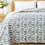 Handstitched Fish Print Kantha Coverlet-108999975