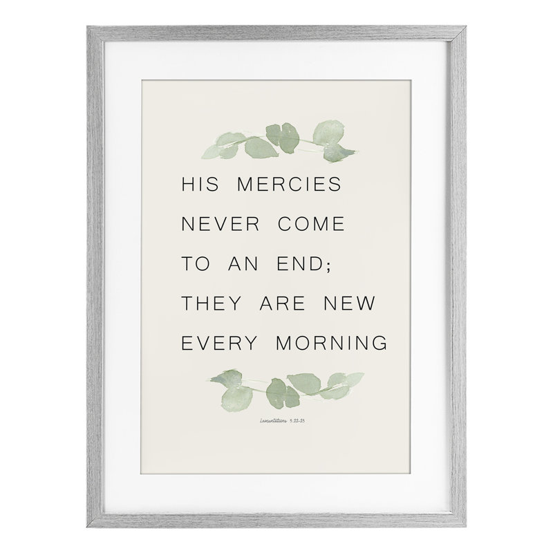 Mercies New Every Morning, reproduction encadrée sous verre, conception de Lucille Price, H 23 po x l 17 po