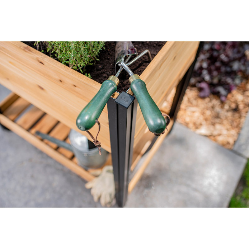 Mezza 42" Cedar Raised Herb Garden Bed with Black Aluminum Posts