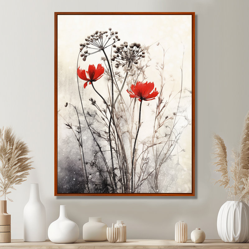 Red Grey Herb Garden I On Canvas Print, 40" H x 30" W, Brown, Floater Framed Print