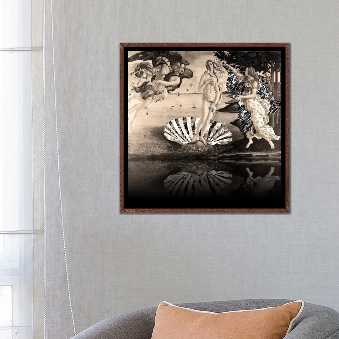 Die Geburt der Venus - Die Dame auf der Muschel Sepia von 5by5collective - Galerie-Giclée auf Leinwand