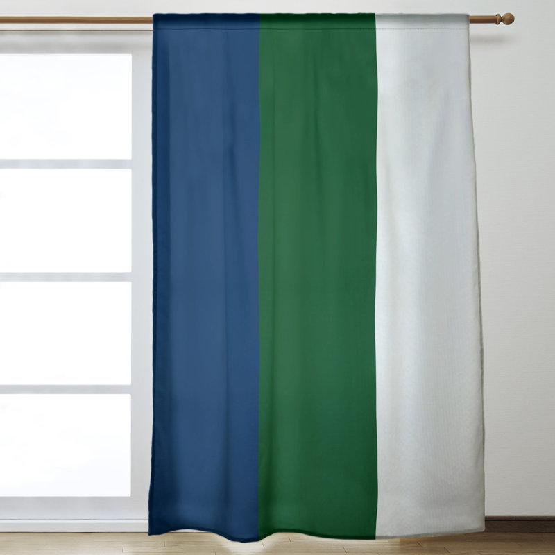 Blackout Curtain Single Panel, Navy/Green/White