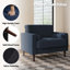 Iliana Upholstered Navy Blue Corduroy Square Arm Tufted Club Chair with 2 Pillows-655116704