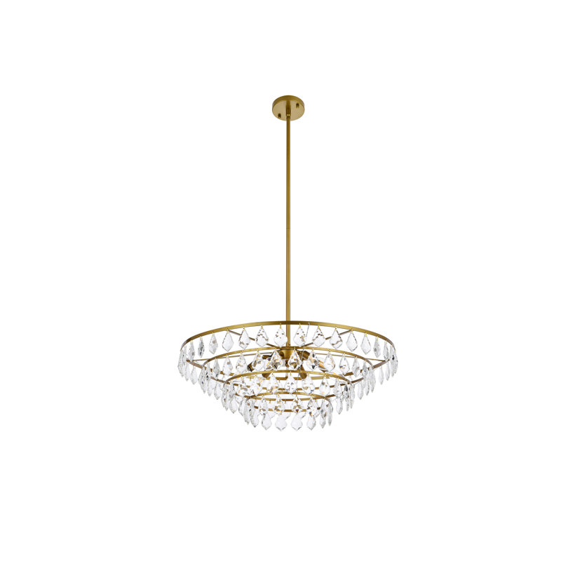 Marina Dimmable Tiered Chandelier, Brass, 58" H x 28" W x 28" D