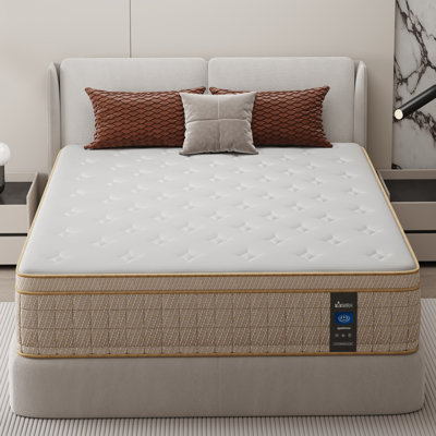 Alwyn Home Kreps Mattress 12 Inch Gel Memory Foam Hybrid Mattress Medium Firm Queen Mattress in a Box Individually Pocket Springs Breathable Pressure by Alwyn Home