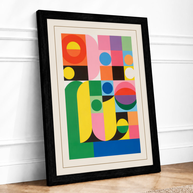 Colour Grid Geometric - Framed Print, A3 - 42.0 x 29.7 cm, Black