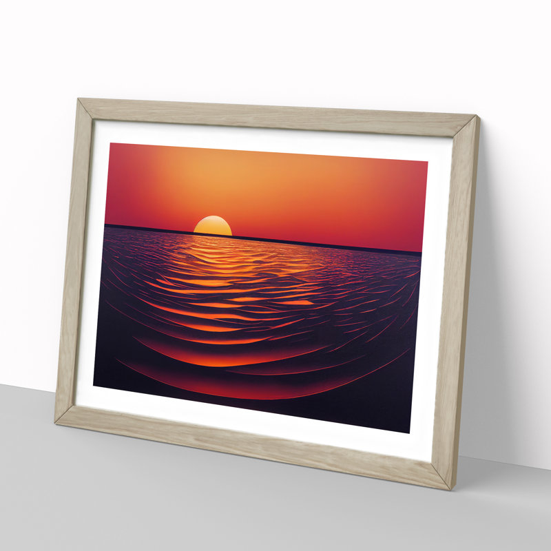 Ethereal Ocean Sunset - Framed Print, 46cm H x 64cm W x 2cm D, Oak